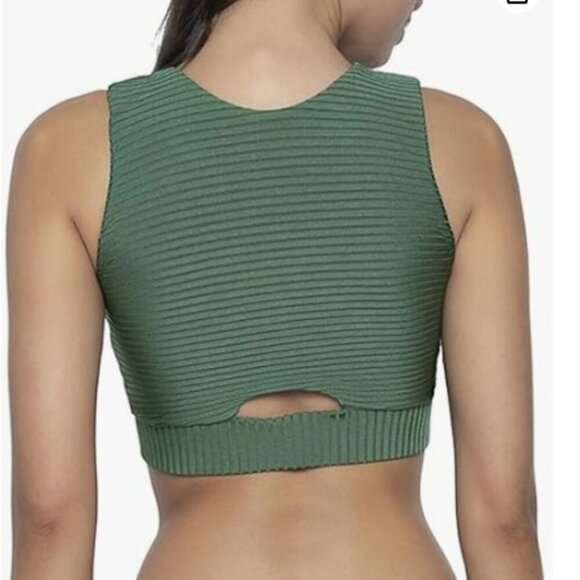 PQ SWIM Revolve Medium Two Way Emerald Green Key Hole Crop Top Swim Tank Beach - Picture 2 of 16